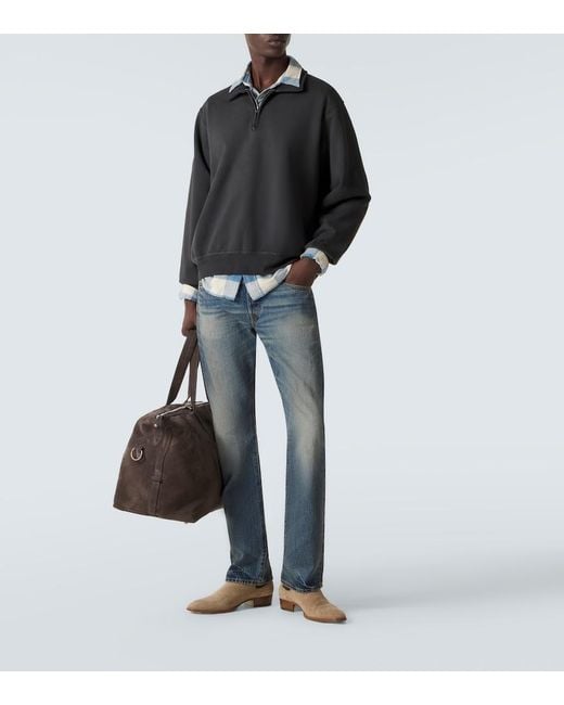 RRL Black Cotton Half-Zip Sweatshirt for men