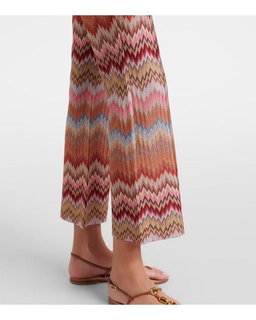 Missoni Red Zigzag High-Rise Cropped Slim Pants