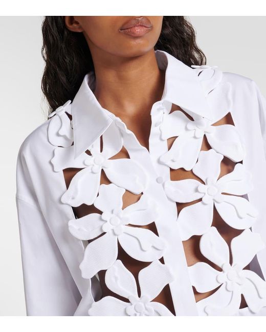 Valentino White Besticktes Hemd aus Baumwollpopeline