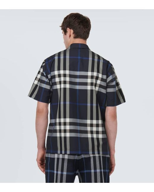 Burberry Baumwollmisch-Hemd in Check in Blue für Herren