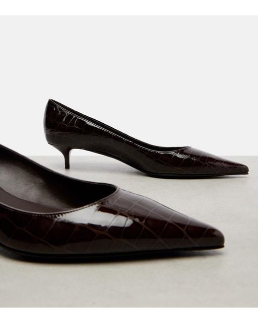 Jimmy Choo Black Amelia 35 Croc-Effect Leather Pumps