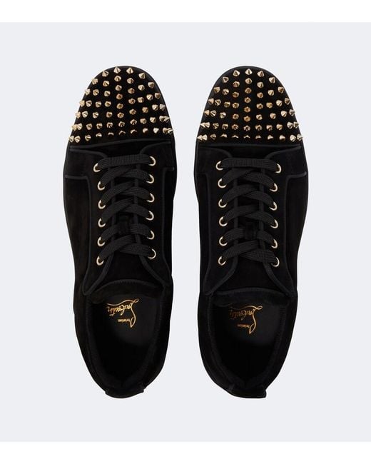 Christian Louboutin Black Louis Junior Spikes Suede Sneakers for men