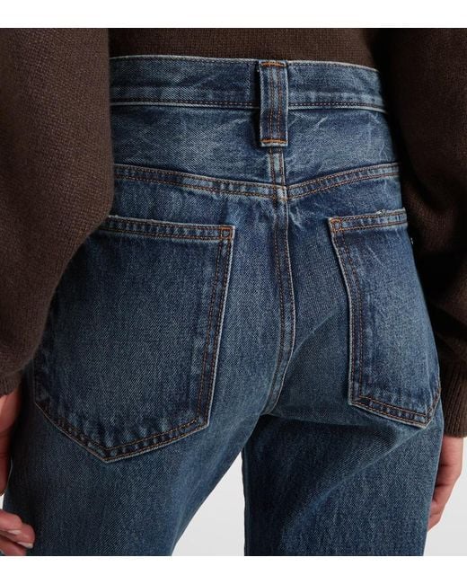 Khaite Blue Farley High-Rise Straight Jeans