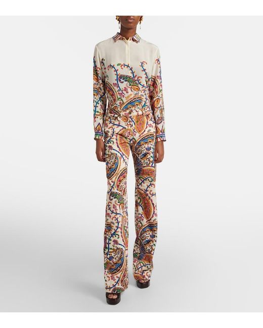 Etro Blue High-Rise Bootcut Jeans