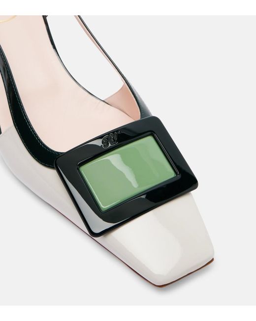 Roger Vivier Metallic Belle Vivier 45 Leather Slingback Pumps