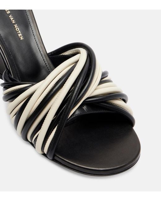 Dries Van Noten Black 75 Leather Wedge Mules