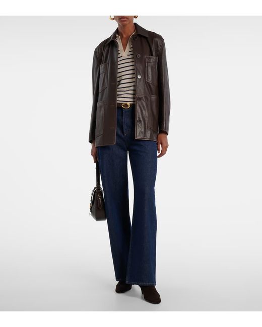 Velvet White Striped Cashmere Polo Sweater