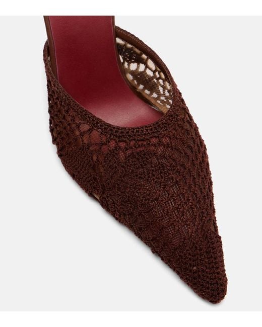 Magda Butrym Red Floral-Applique Crochet Mules