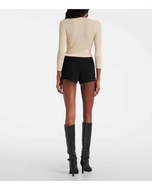 Isabel Marant Black Diha Knitted Wool-Blend Shorts