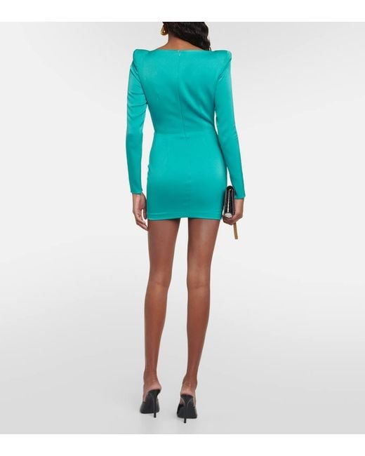 Alex Perry Blue Crepe Satin Minidress