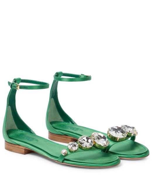Giambattista Valli Embellished Satin Sandals in Green | Lyst UK