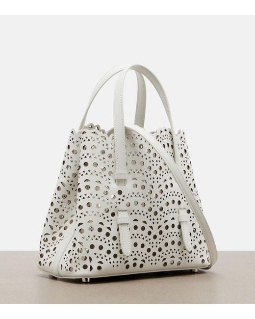 Alaïa White Mina 20 Vienne Leather Top-Handle Bag