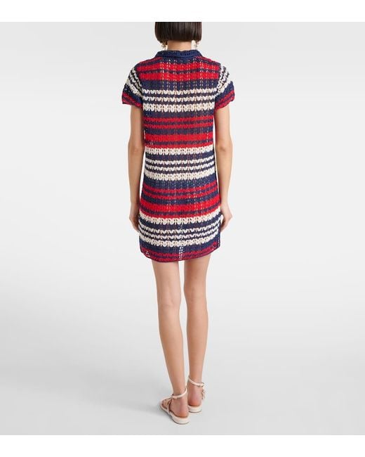 Anna Kosturova Red Crochet Cotton Polo Dress