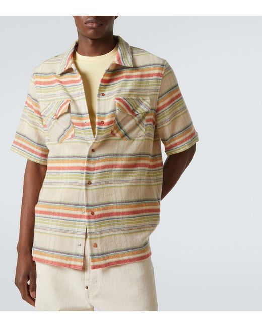 God's True Cashmere Natural Seaside Gauze Striped Cashmere Shirt for men