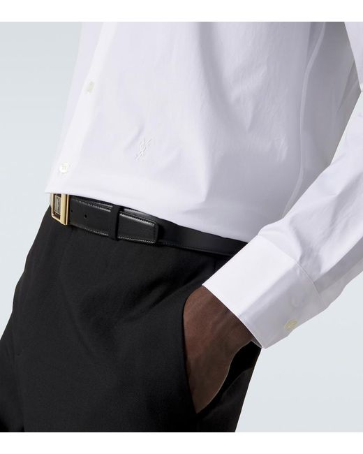 Saint Laurent White Cassandre Cotton-Blend Poplin Shirt for men