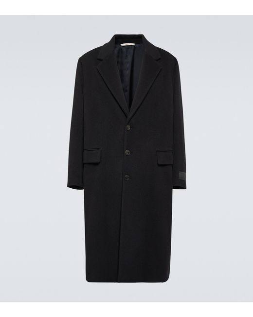 Valentino Logo Wool-blend Coat in Black for Men | Lyst