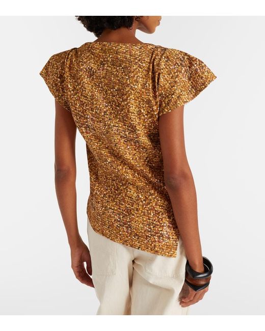 Isabel Marant Yellow Sebani Asymmetric Cotton T-Shirt