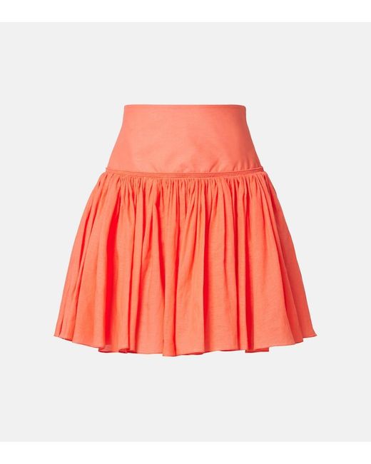 Alaïa Gathered Cotton And Linen Miniskirt