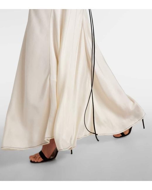 Victoria Beckham White Gathered Open-Back Crepe Satin Gown
