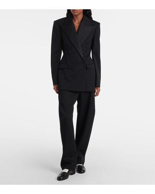 Givenchy Black Cocoon Wool Grain De Poudre Barrel-Leg Pants