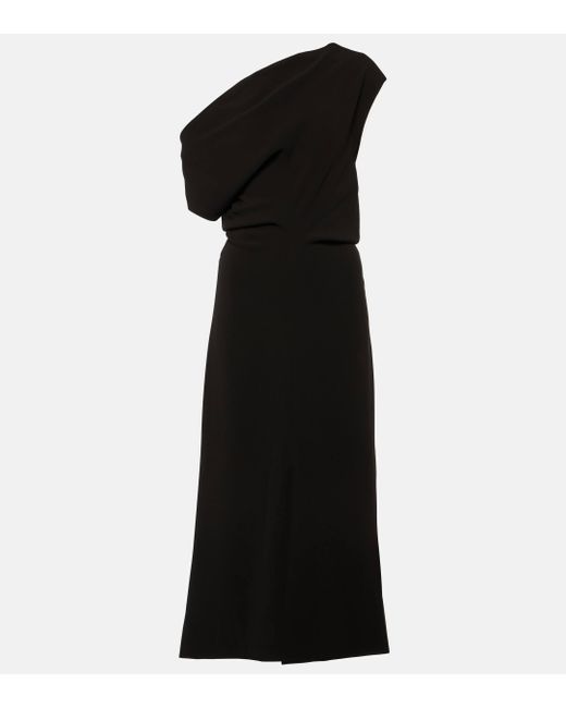 Proenza Schouler Black Rosa Off-shoulder Crepe Midi Dress
