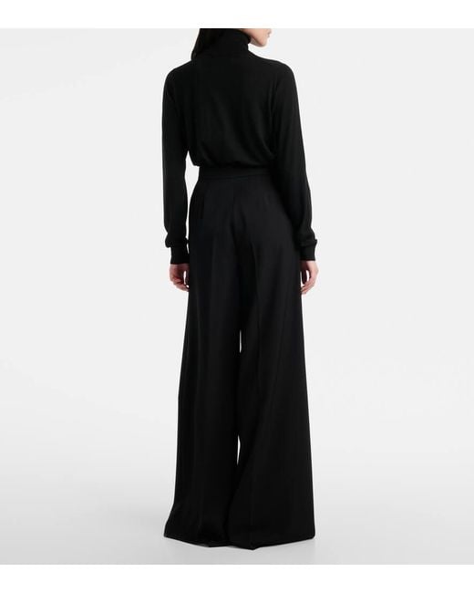 Max Mara Blue Ninfa Wool Wide-Leg Pants