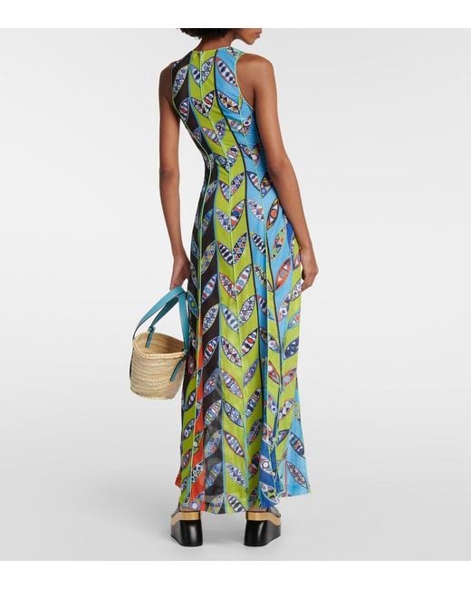Emilio Pucci Blue Girandole Mesh Maxi Dress