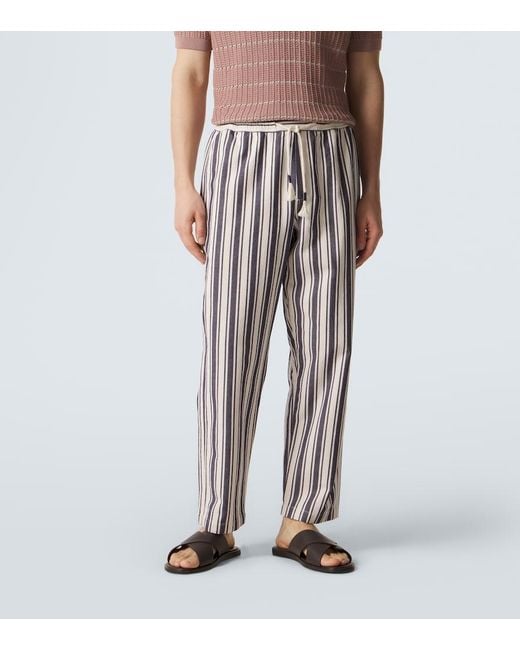 Orlebar Brown White Sonoran Striped Cotton Straight Pants for men
