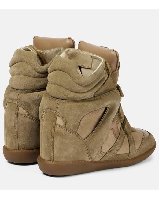 Isabel Marant Brown Bekett Leather And Suede Wedge Sneakers