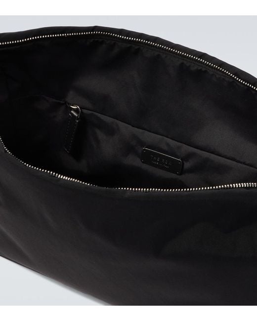 The Row Black Lloyd Leather-Trimmed Shoulder Bag for men
