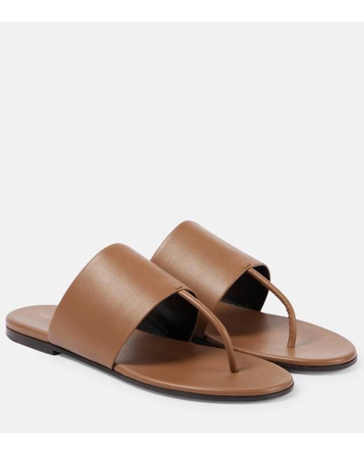 The Row Brown Signum Leather Thong Sandals