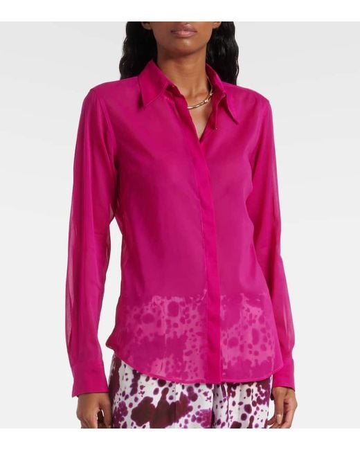 Dries Van Noten Pink Silk-Blend Shirt