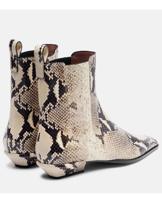 Paris Texas Natural Bettina Snake-Print Ankle Boots
