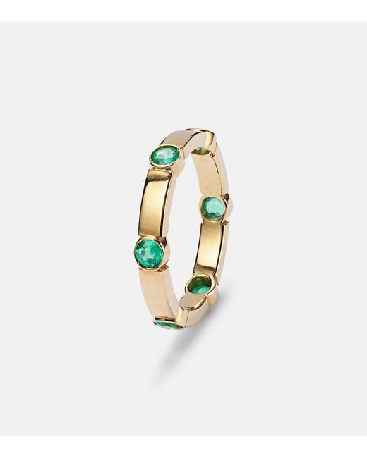 Ileana Makri Metallic Stepping Stone 18Kt Ring With Emeralds