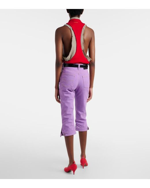 Versace Purple High-Rise Capri Jeans