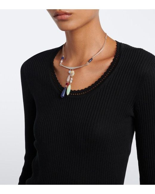 Isabel Marant Black Selenie Ribbed-Knit Silk And Cotton Sweater