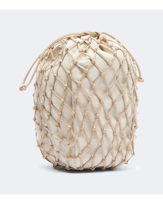 SAVETTE White Macrame Small Leather Pouch