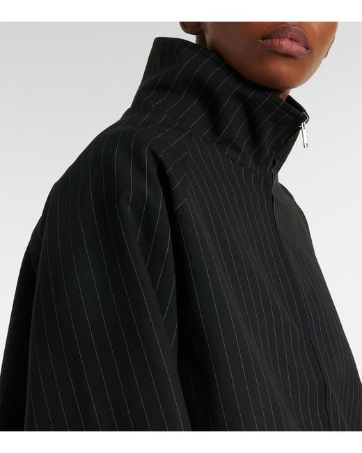Frankie Shop Black Baxter Oversized Pinstripe Blouson Jacket