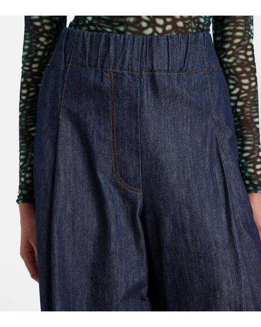 Dries Van Noten Blue High-Rise Wide-Leg Jeans