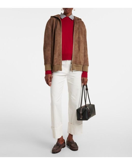 Max Mara Brown Suede Zip-Up Hoodie