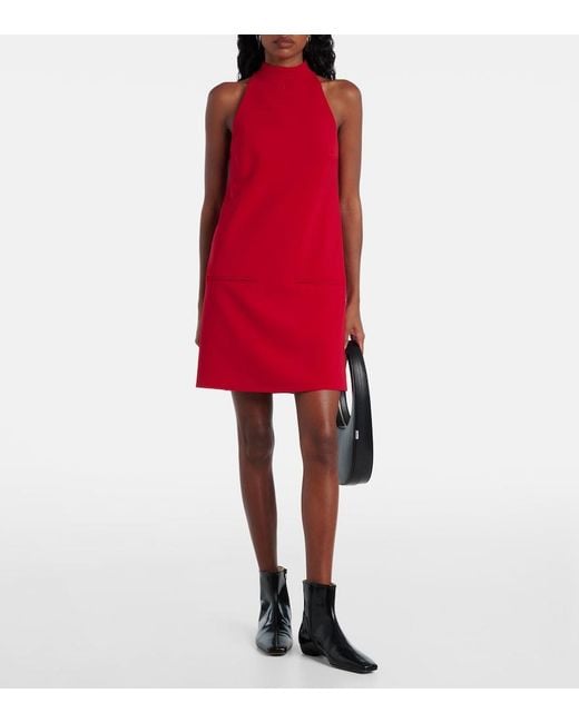 Courreges Red Heritage Halterneck Crepe Minidress