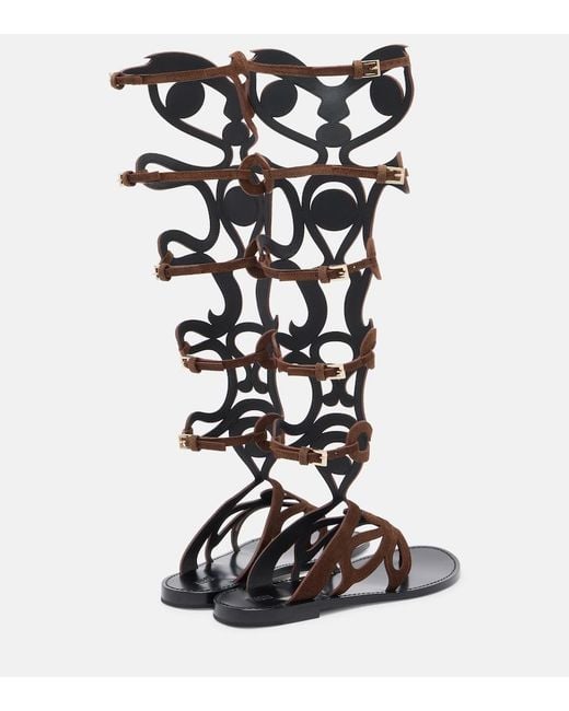 Emilio Pucci White Suede Gladiator Sandals