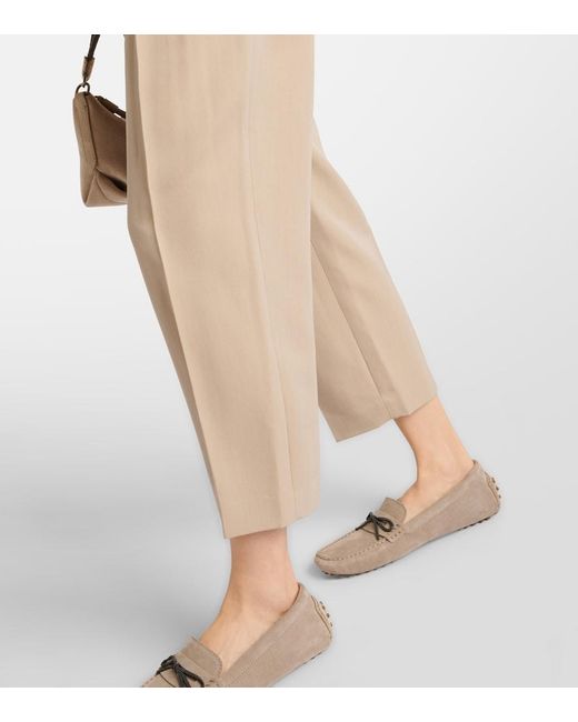 Brunello Cucinelli Natural Wool-Blend Straight Pants