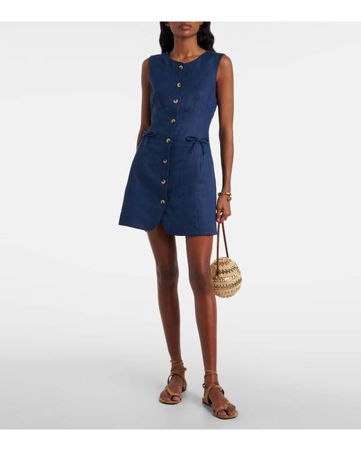 Vestido Corto Sabine De Lino Posse de color Blue