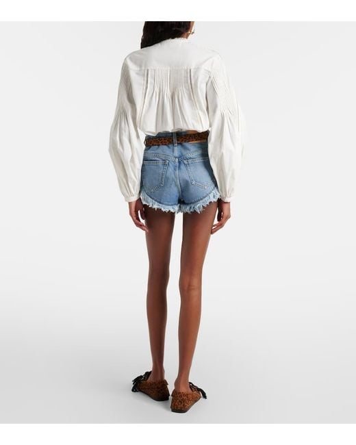 Isabel Marant Blue High-Rise Jeansshorts Eneidala