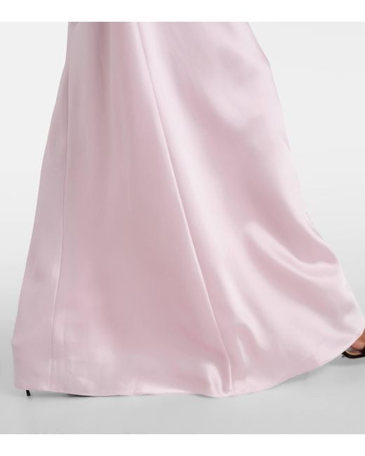 Robe longue en satin a dentelle Rasario en coloris Pink