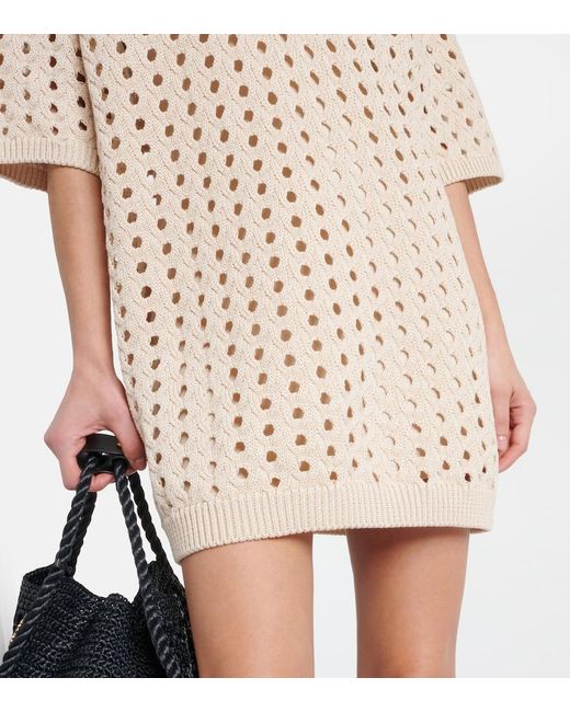 Max Mara Natural Urna Cutout Cotton Minidress
