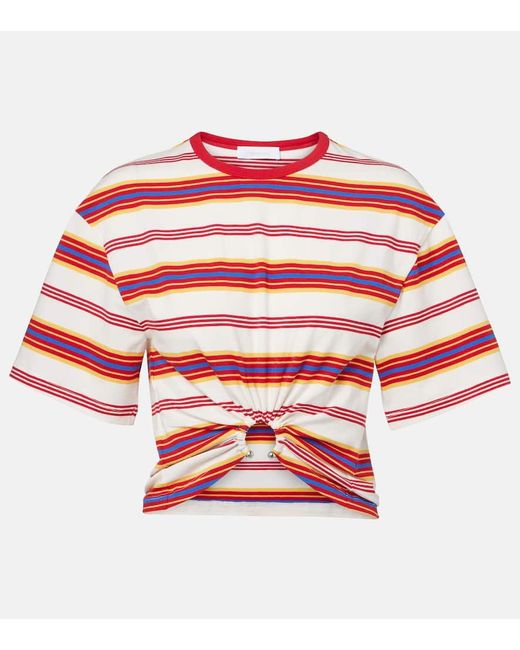 T-Shirt Raye En Coton Melange Rabanne en coloris Red
