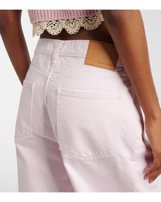 Magda Butrym Pink Mid-Rise Wide-Leg Jeans