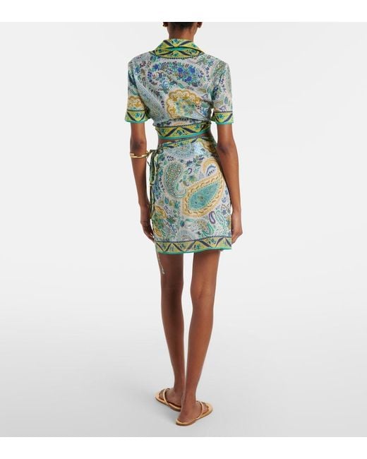 Etro Green Floral Cotton Beach Cover-Up